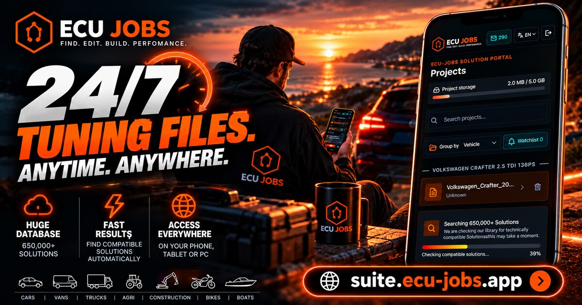 ECU-Jobs Suite: tuningfiles 24/7 en móvil, tableta y PC
