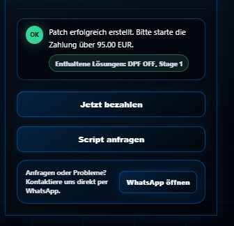 Compact payment panel after successful patch creation