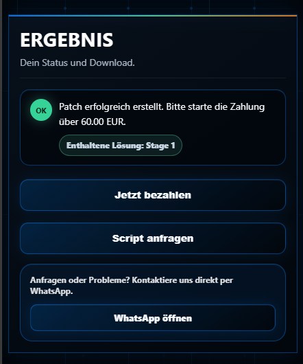 Mobile Ergebnis- und Zahlungsansicht